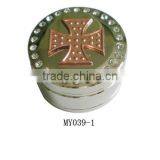 Around Metal Cigarette Grinder With Hold Cross Shape Pattern thumbnail-1