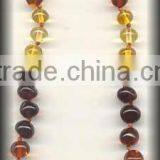 Baltic Amber Fashion Design Necklace On Rainbow Color