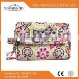 Classic style bright small organic textile printing womens 100% quilted cotton cosmetic bag