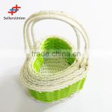2017 No.1 Yiwu agent hot sale export commission agent 3pcs/set green heart shaped flower wine basket with handle
