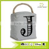 Store More Home Decor Monogrammed J Canvas Rope Handled Door Stopper thumbnail-1