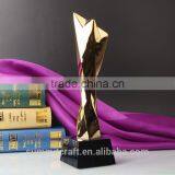 High Quality Golden Star Trophy Award With Crystal Base thumbnail-3