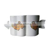 White Ceramic Couple Cups or Mugs LS Eplus thumbnail-1