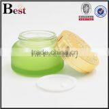 50g Best Sellers Frosted Green Glass Cosmetic Jar Gold Aluminum Lid Personal Care Cream Empty Cosmetic Glass Jar thumbnail-2