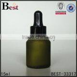 15ml High Quality Small Green Frosted Cosmetic Perfume Essential Oil Glass Bottle Black Plastic Dropper China Suppliers thumbnail-1