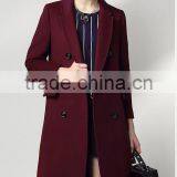 Women Wool Coat Double Breasted Peacoat Fall Winter Solid Color Trench Coat Back Split Black Lady Swing Long Coats Plus Size thumbnail-3