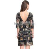 Open Back Club Lady Western Sexy Night Gold Sequin Dress Woman thumbnail-6