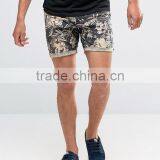2016 High Quality Latest Custom Side Slant Pockets Men's Flower Printing Slim Fit 100% Cotton Soft Touch Zip Fly Casual Shorts thumbnail-1