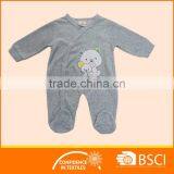 New Fashion Animal Print Plain Grey Long Sleeved Cotton Baby Clothes Romper thumbnail-1