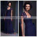 Party Chiffon Designs Long Lace Royal Blue Prom Dress thumbnail-1