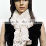 CX-S-18G Fashion Warm Ladies Dyed Fur Rex Rabbit Fur Square Scarf Wholesale thumbnail-2