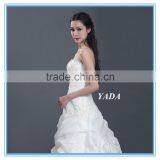 Taffeta Off Shoulder Ruched A Line Floor Length Beaded Mermaid Wedding Dress thumbnail-4