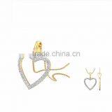 Two Tone Plated CZ Solitaire Heart Pendant thumbnail-1