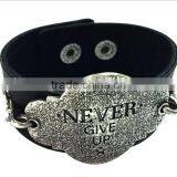 Factory Supplier Korean Retro Bracelets,handcraft Cow Leather Bangle,unisex Leather Bracelets thumbnail-2