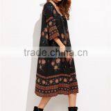 Women Custom Digital Print Flower Print Three Quarter Length Sleeve Kimono Loose Beachwear thumbnail-5