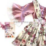 Boutique Summer Long Sleeve 2 Pieces Outfits Ruffle Vintage Dress Girl Clothes Set thumbnail-2