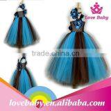 Kids Girls Princess Bow Belt Dress Circle Bubble Peacock Print Kids Dress Girl's Party Clothes LBE4092186 thumbnail-3