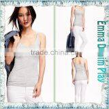 Top Style Simple Design High Quality Grey Fabric Slim Fitness Womens No Sleeves Tank T-Shirts thumbnail-4