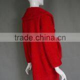 2016 Factory Direct Wholesale Fashion Lady's Bright Red Lamb Shearing Fur Jacket Long Warm Real Cashmere Parka thumbnail-3