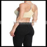 Seamless Cross Strap Back SPORTS BRA TANK TOP Stretch Bandeau Cami Beige Color thumbnail-4