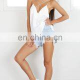 2017 Latest Design Girls Top Fashion White Halter Neck Tops thumbnail-2