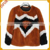 Fashion style of 2015 winter coat women's pattern real rabbit fur with round collar coats