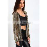 New Gold Collarless Sequined Pant Design Coat Women thumbnail-3