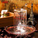 Borosilicate Cylinder Double Wall Turkish Glass Tea Cup With Plate and Spoon thumbnail-4