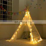 Indoor Outdoor Classic Teepee Tent White Cotton Canvas Toy Tent for Toddler Kids Portable Children Tent thumbnail-2