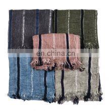 Woman's Scarf Autumn Winter 2021 Cotton and Linen Yarn-dyed Scarf thumbnail-5