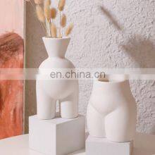Nordic INS Figurines Creative Design Model Home Decorative Abstract Handmade Body Base Art Ceramic Flower Vase thumbnail-5