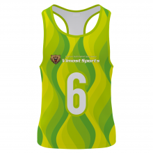 2022 Customized Yellow and Green Singlet of Number 6 Printed on the Front and Black thumbnail-1