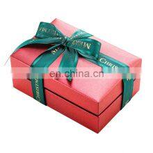 Wholesale Watch Box With Ribbon Red Green Gift Box Customized Logo Paper Wood Velvet Lining Box Sets thumbnail-1