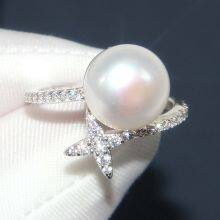 S925 Sterling Silver Ring Female Diamond Cross Star Pearl Ring thumbnail-2