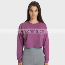 Autumn Winter New Long Sleeve Jacquard Knit Sweatshirt Fitness Ladies Woman Yoga Gym Crop Tops Fashionable Pullover thumbnail-1