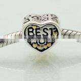 Hot Sale Mother and Daughter 925 Sterling Silver Best Mom Heart Bead for European Charms Bracelet thumbnail-4