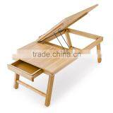 Bamboo Multi-Position Adjustable Laptop Computer Desk & Serving Bed Tray With Drawer thumbnail-3