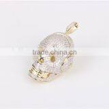 Fashion Hip Pop Skull Pendant OEM Brass or Silver Micro Setting AAA White Zircon thumbnail-3