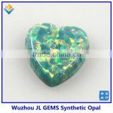 Synthetic Moon Yellow Light Green Machine Cut Heart Shape Opal Cabochon Make in China thumbnail-1