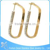 ZS17118 gold wholesale crystal large hoop earrings square delicate hoop earring