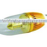 Low Price High Power E14 Base Golden Led Candle Bulb 3w Bulb Led Dimmable Candle Light