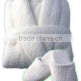 Super Soft 100% Organic Cotton Plain Untwisted Yarn Bathrobe Set thumbnail-1