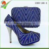 Champagne Wholesale Fashion Women High Heels Italian Shoes and Bag Set With Stone thumbnail-4
