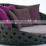 Round Outdoor Furniture Double Wicker Woven Poly Resin Rattan Bed thumbnail-3