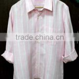 Pink Mother of pearl button classic pure linen shirt