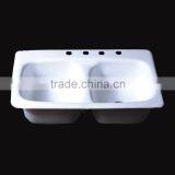 Most Durable White Enamelled Cast Iron Rectangle Kitchen Couple Sink