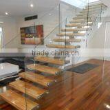 Wood Treads Frameless Glass Balustrade Floatingl Indoor Stairs--YUDI YD-MF001 thumbnail-2