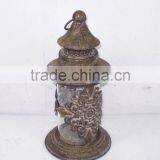 8009061J- Metal Candle Lantern W/antique Golden thumbnail-1