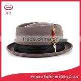 Short brim winter mens wool felt fedora hat