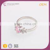 R63478K01 Best selling silver plated big diamond ring designs pink diamond ring